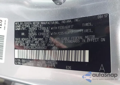 2017 Toyota Sienna Xle 8 Passenger from USA, damaged, VIN 5TDYZ3DC2HS890802